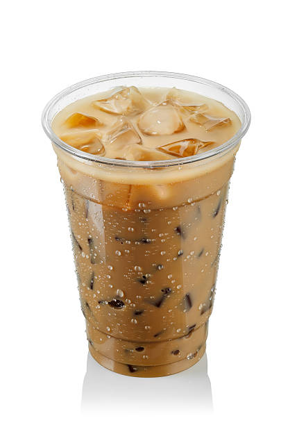 istock Iced coffee with milk in fogged disposable plastic cup isolated on white background 2228178399