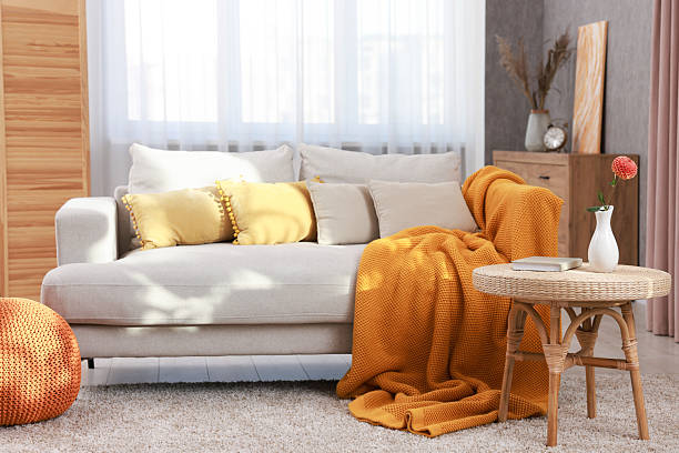 istock Stylish living room with sofa and coffee table. Interior design 2228178599