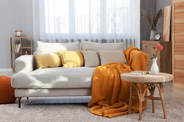 istock Stylish living room with sofa and coffee table. Interior design 2228178602