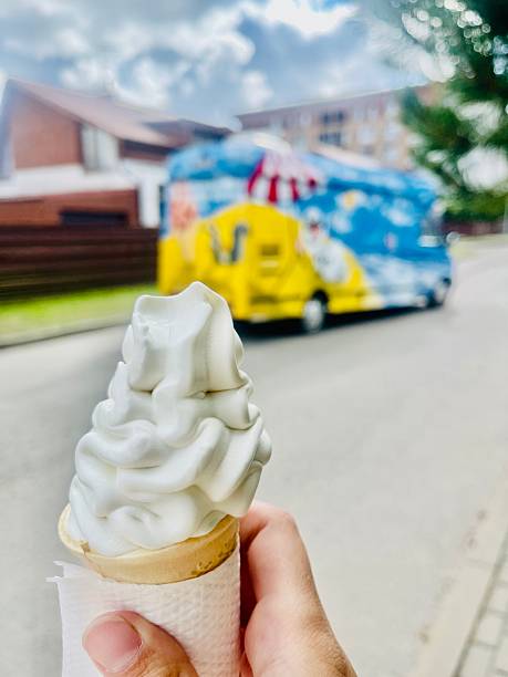 istock Ice cream in a cone from ice cream bus 2228183341