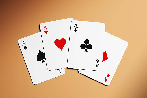 istock Four aces playing cards isolated on clean gradient background with top view design for casino gaming, branding, and entertainment concepts. 3D Rendering 2228184425