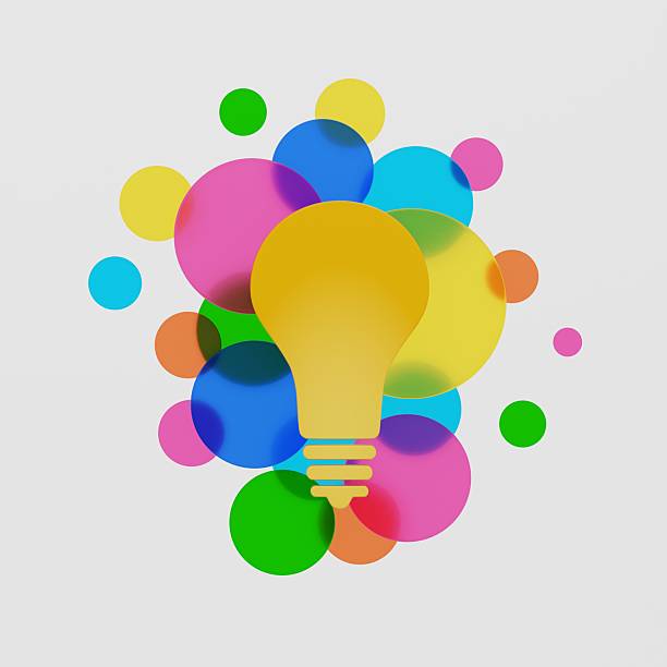 istock 3D light bulb icon with colorful glass circles. 2228186360