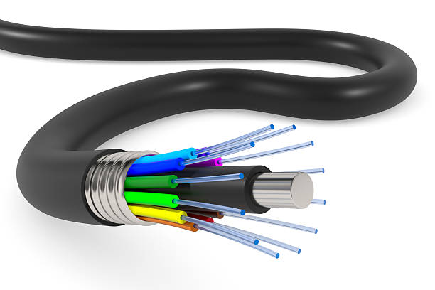 istock Fiber optic cable on white background. Isolated 3D illustration 2228187377