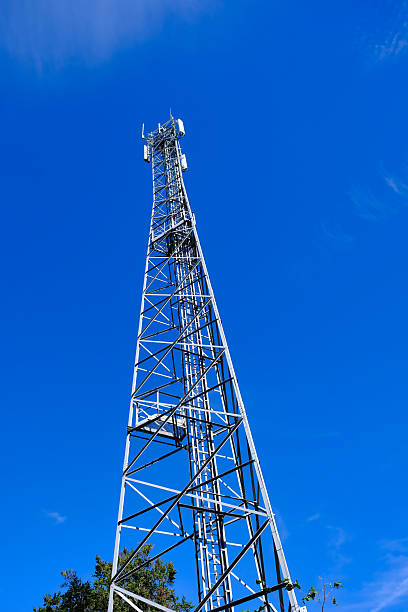 istock Tall telecommunications tower against a blue sky 2228193860