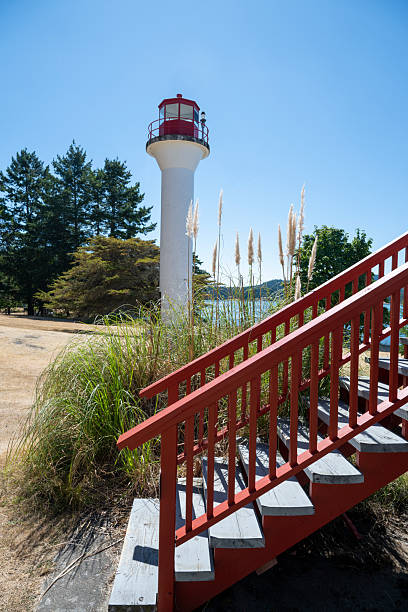 Lighthouse and red staircase, Pender Island, British Columbia