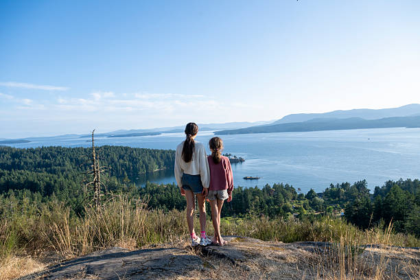 istock Sisters on mountain top above ocean, Gulf Islands 2228198608
