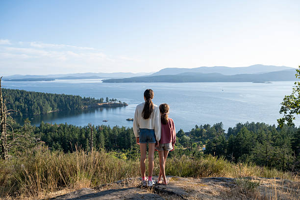 istock Sisters on mountain top above ocean, Gulf Islands 2228198610