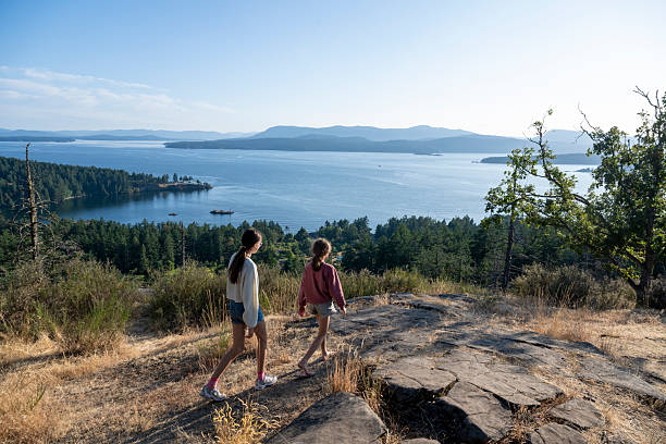 istock Sisters on mountain top above ocean, Gulf Islands 2228198639