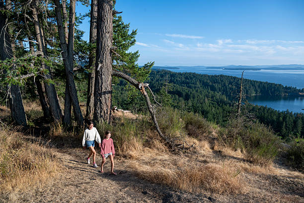 istock Sisters on mountain top above ocean, Gulf Islands 2228198654