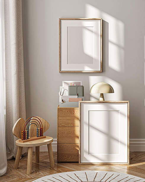 istock Poster Frame Mockup in Cozy Kids Room Interior. 3D render. 2228217304