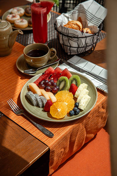 istock Fresh tropical fruit platter selection served for breakfast brunch at hotel restaurant 2228222800