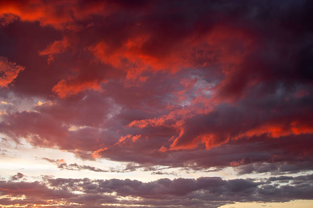 Blue sky with orange clouds. Sunset scenery. Wallpaper background. Natural scenery. Romantic relax place.