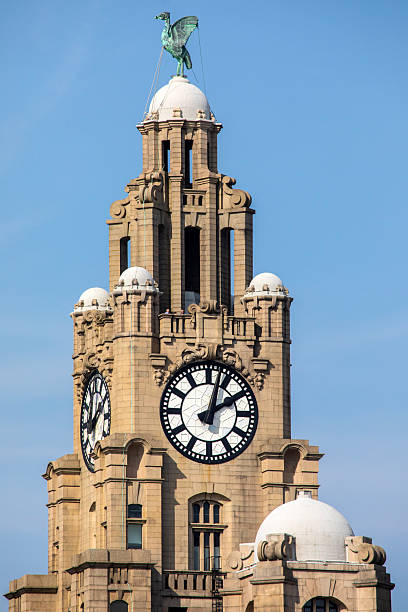 A view of the iconic Royal Liver Building, in the city of Liverpool, UK.