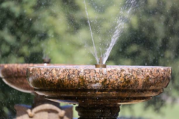 istock Water Spraying from Two Stone Fountains basins in a Park 2228235909