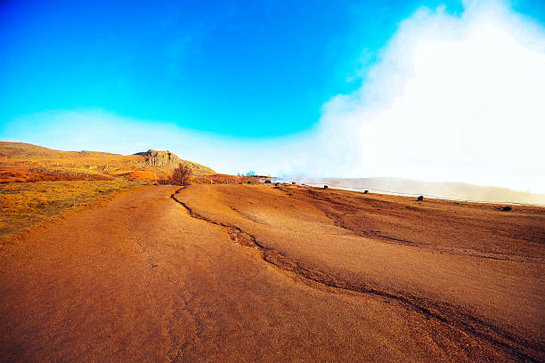 Iceland Geysir Geothermal slope with cracks