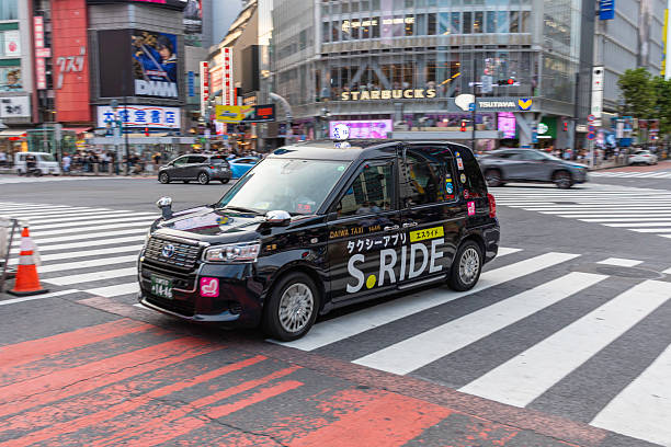 Santander, Spain - 1 July, 2025: A Toyota bZ4X taxi car in a city street