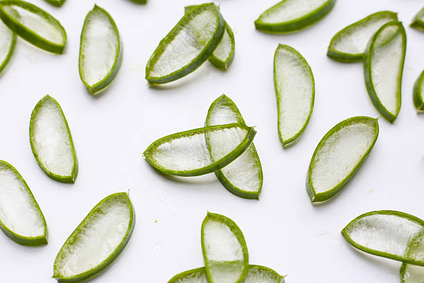 istock Sliced aloe vera pieces with translucent gel 2228264527