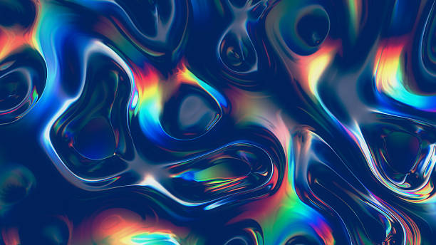 istock Holographic Liquid Flow Background — Iridescent Abstract Waves in Futuristic Fluid Style 2228271875