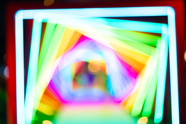 out of focus lights shaped like tunnels at horizontal composition