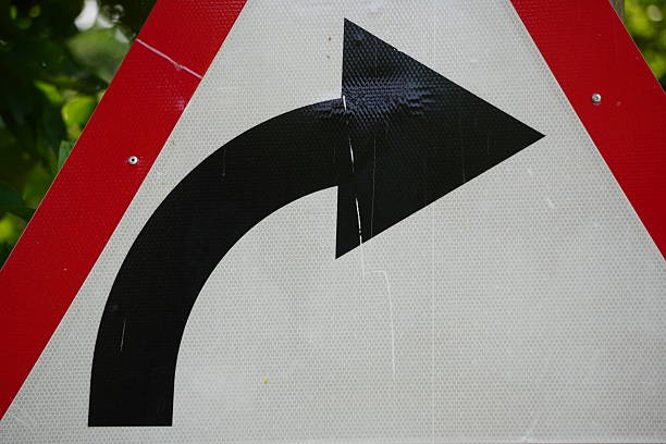 istock A right-hand bend warning sign indicating a sharp curve or bend to the right 2228280458