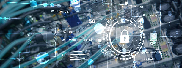 istock Cyber protection shield icon on server room background. Information Security 2025 2228282318