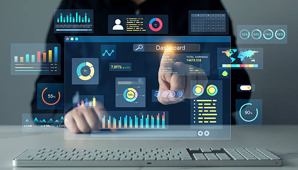 istock Data System KPI and metrics connected in database for follow earnings,operations and sales data.Businessman using KPI dashboard.Financial business KPI System data analytics graph dashboard 2228288326