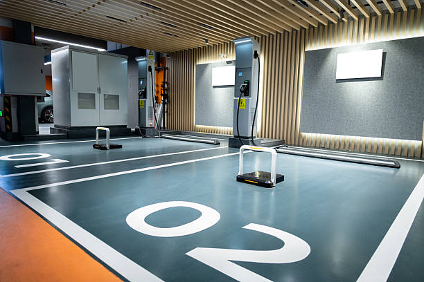 istock Electric vehicle charging station in parking garage 2228288890
