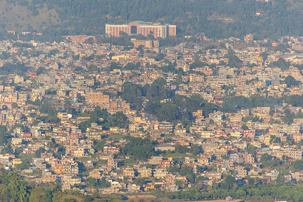 Aerial view of Chobar hill in Kathmandu, Nepal