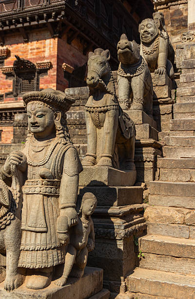 istock Nepali Guardian Statues Temple Staircase 2228289635