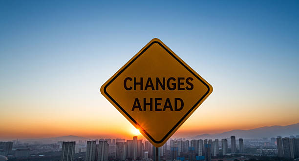 istock Changes ahead road sign in modern city 2228289637