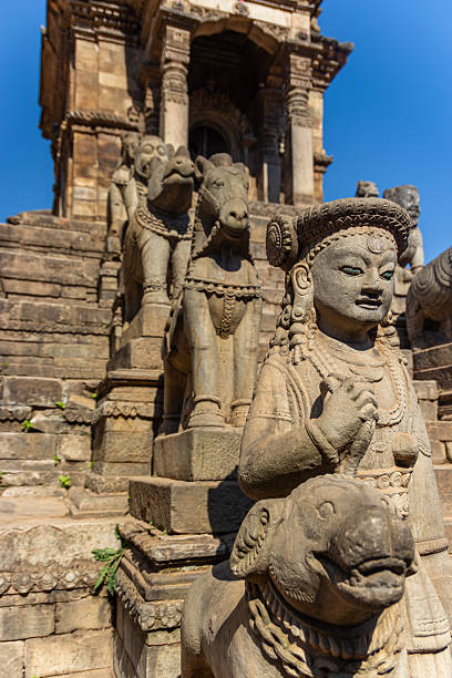 istock Nepali Guardian Statues Temple Staircase 2228289650