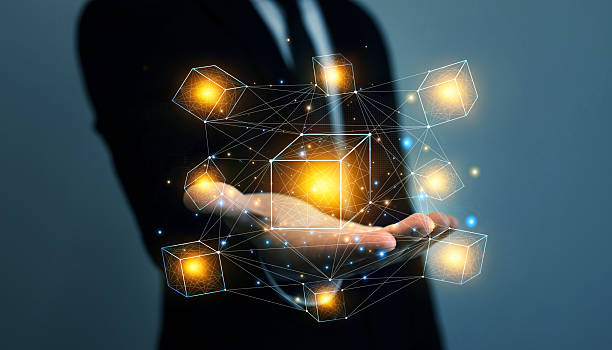 istock Blockchain technology transactions and digital currency .Businessman touching futuristic blockchain data network.Blockchain technology concept. 2228292388