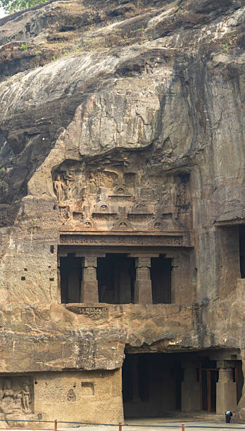 istock Ancient Indian Rock-Cut Facade with Multiple Levels 2228294679