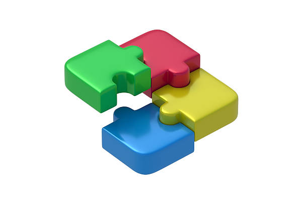 Full frame background of an LGBTQ+ pride flag shaped like a jigsaw puzzle. Close-up of the bigender pride flag. Every color is its own row of puzzle pieces.