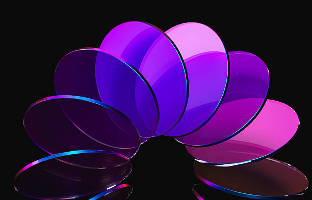 istock Abstract dynamic layered transparent crystal glass on dark background. 3d rendering 2228306336