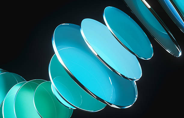 istock Abstract dynamic layered transparent crystal glass on dark background. 3d rendering 2228306344