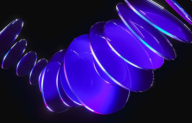 istock Abstract dynamic layered transparent crystal glass on dark background. 3d rendering 2228306360