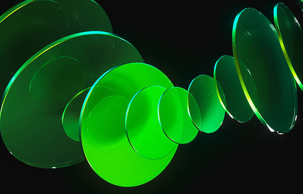 istock Abstract dynamic layered transparent crystal glass on dark background. 3d rendering 2228306361