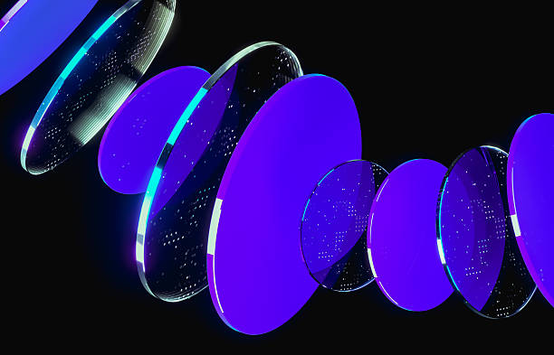 istock Abstract dynamic layered transparent crystal glass on dark background. 3d rendering 2228306367