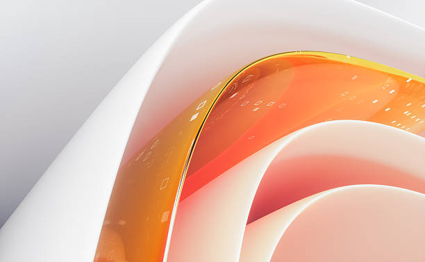 Abstract transparent layered crystal glass with white paper. digital document concept. 3d rendering