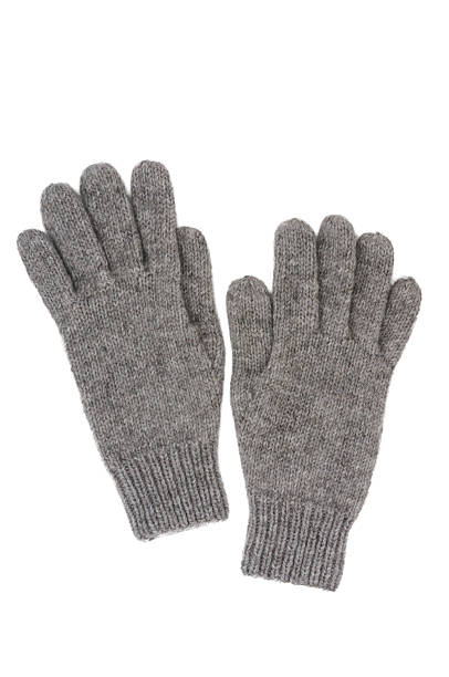istock Grey wool gloves isolated on white background. Winter gloves top view. 2228311885