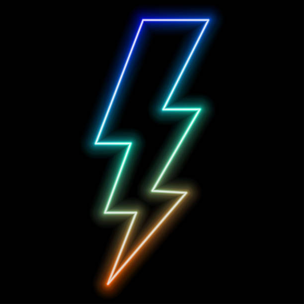 istock Lightning signboard neon sign on black background. neon lightning.vector illustration 2228312924