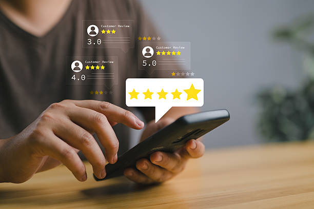 istock Online customer satisfaction Survey service concept, client rate service from experience in application,Consumer give five-Stars and feedback review for quality, Business reputation ranking from buyer 2228315644