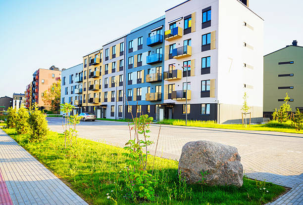 istock New modern block flats, residential apartments. 2228324872