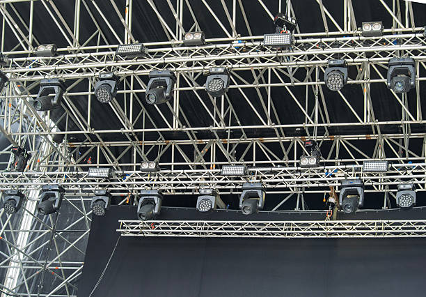 Concert stage. Open stage before concert and support vehicles.
