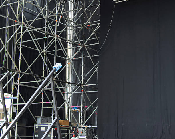 istock Concert stage. Open stage before concert and support vehicles. 2228326525