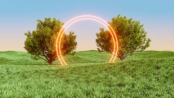 istock Nature Exhibition Background with Green Meadow and Trees 2228328697