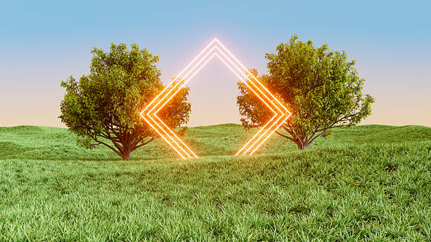 istock Nature Exhibition Background with Green Meadow and Trees 2228328728