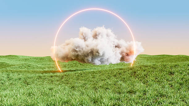 istock Nature Exhibition Background with Green Meadow and Cloud 2228329293