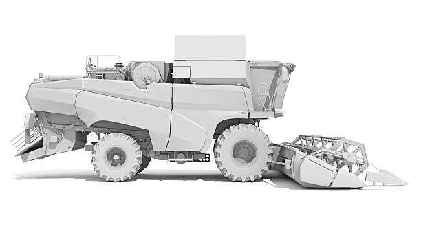 istock Farm Combine Harvester in Clay Style Render on White Background 3D Rendering 2228330386